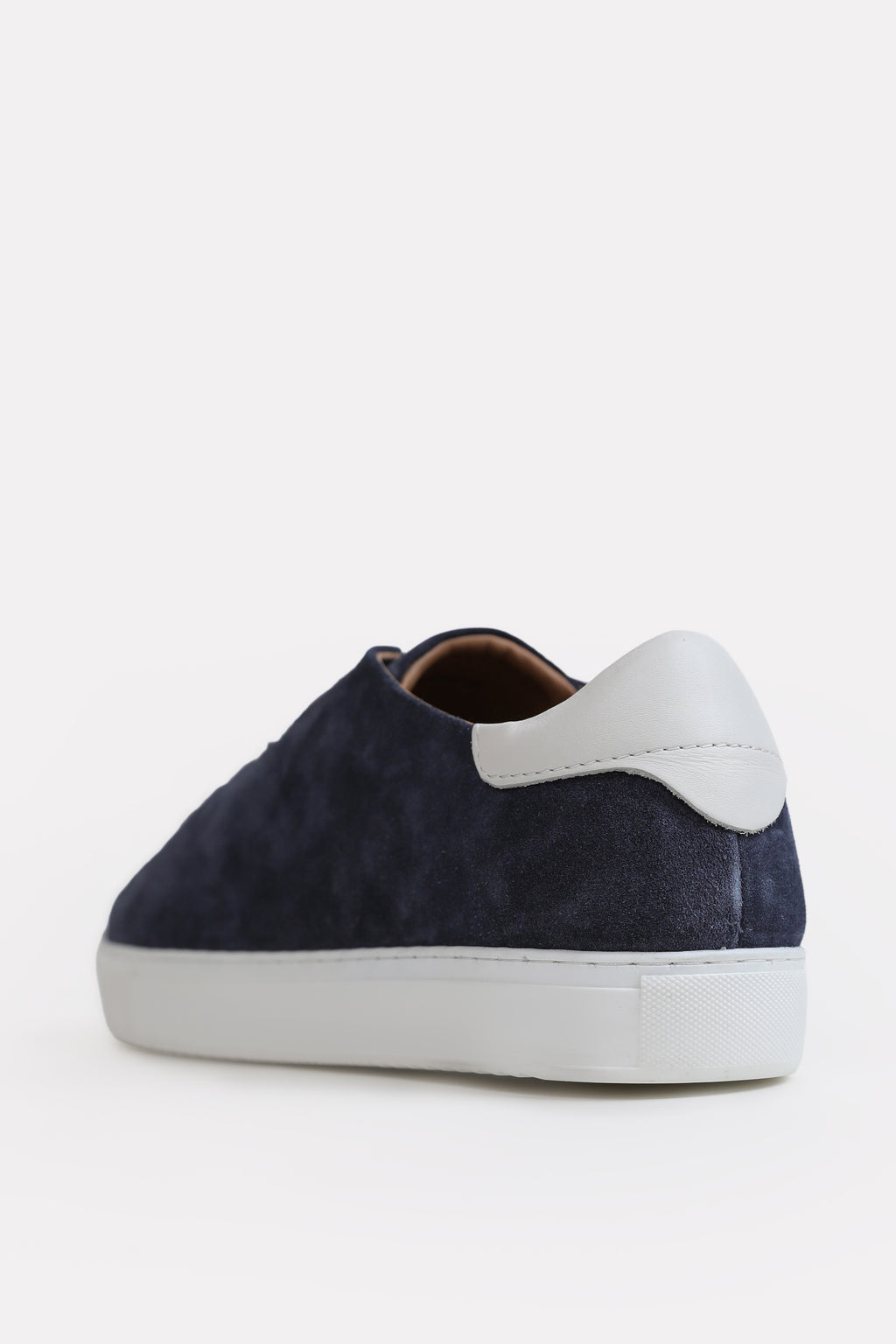 Suede Leather Trainers-Detailed Heel - Blue