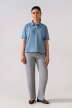 The Ease Pique Polo - Faded denim