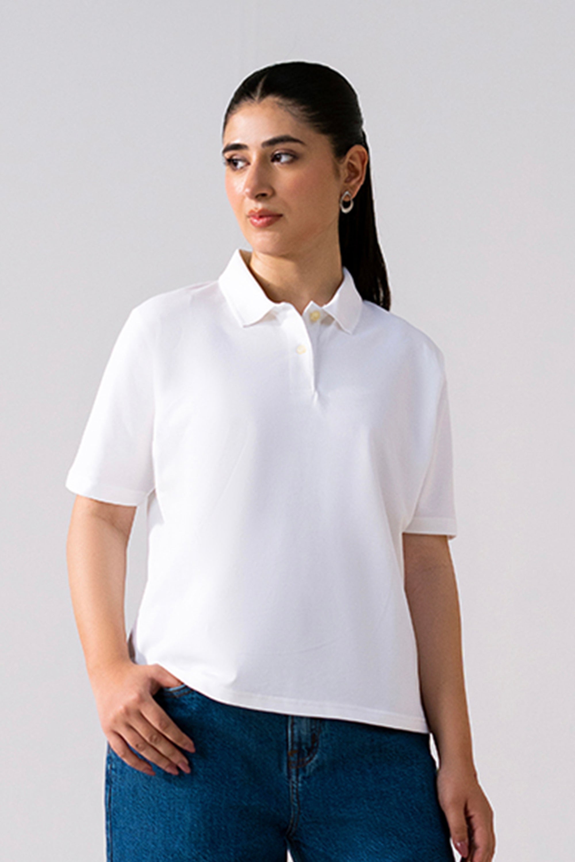 The Ease Pique Polo - White