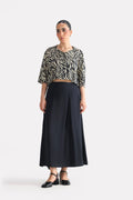 Twill Silk Midi Skirt - Black