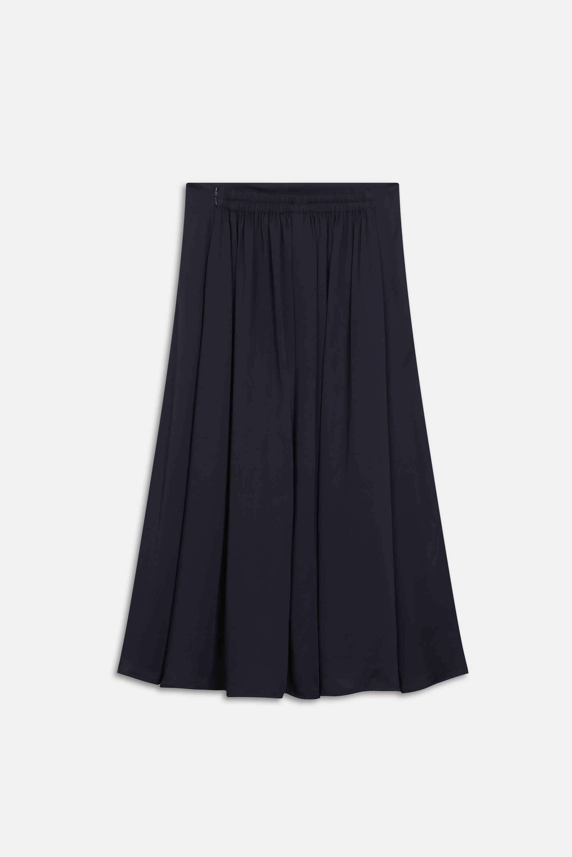 Twill Silk Midi Skirt - Black