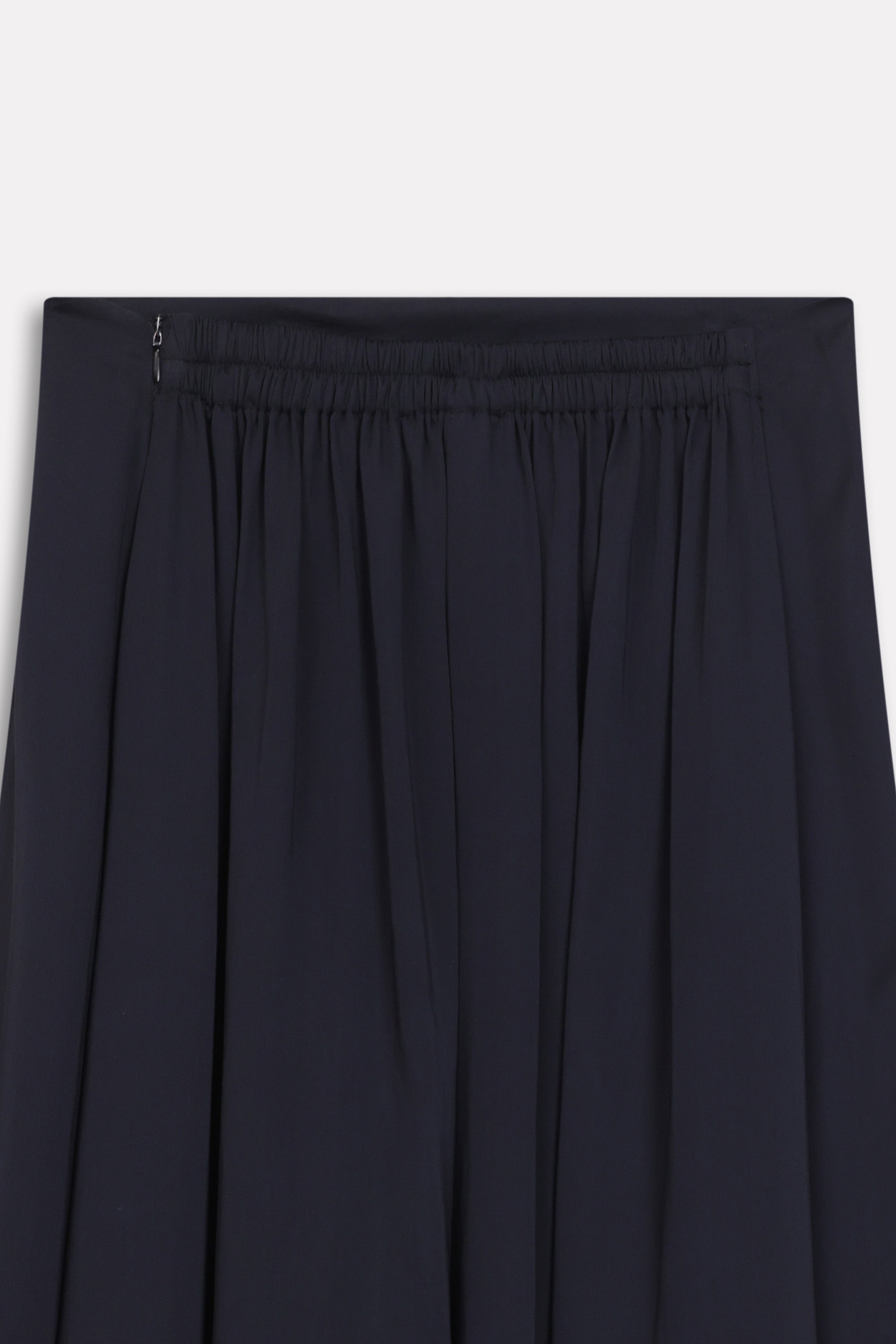 Twill Silk Midi Skirt - Black