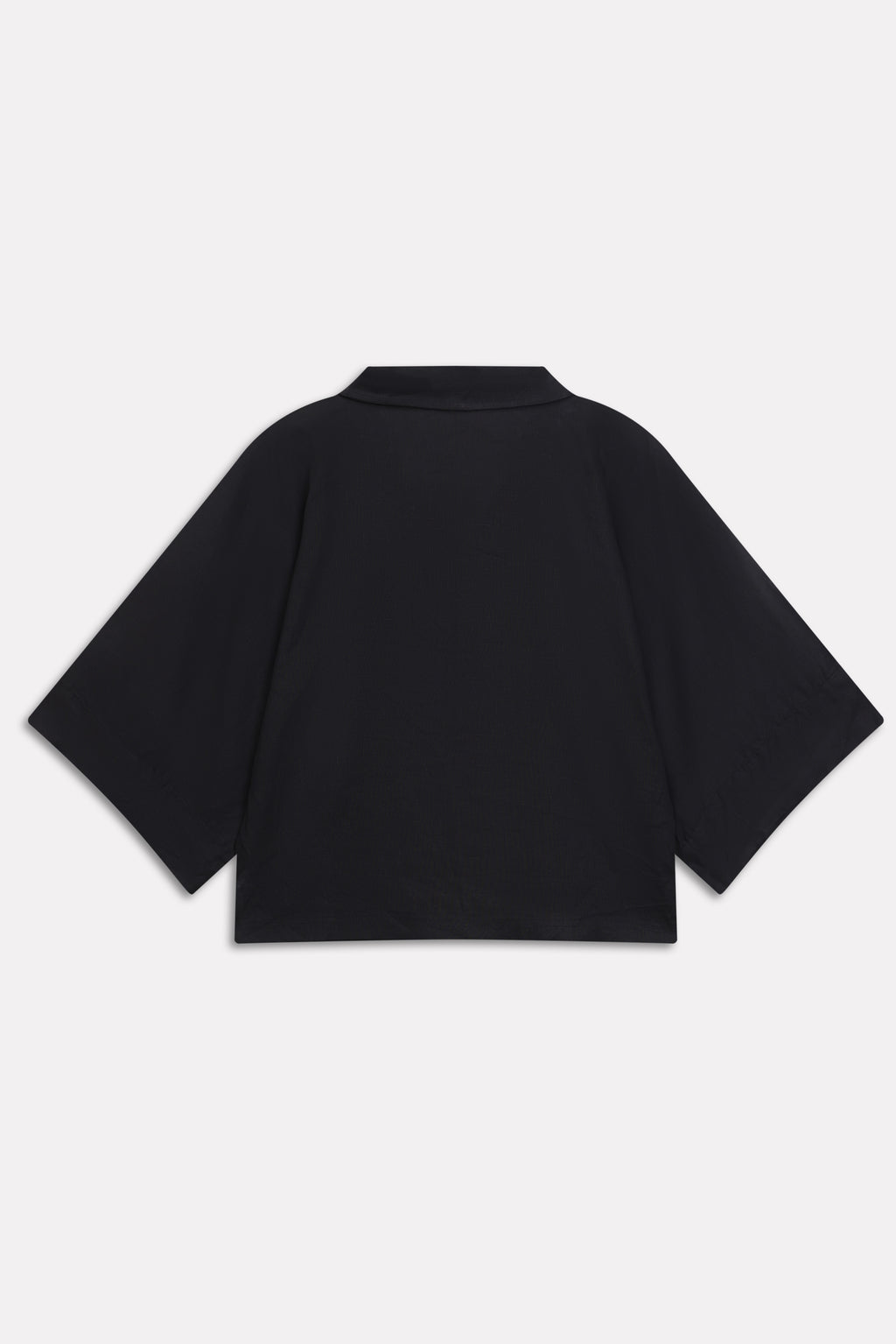Wide Collar Relaxed Top - Black