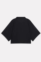 Wide Collar Relaxed Top - Black