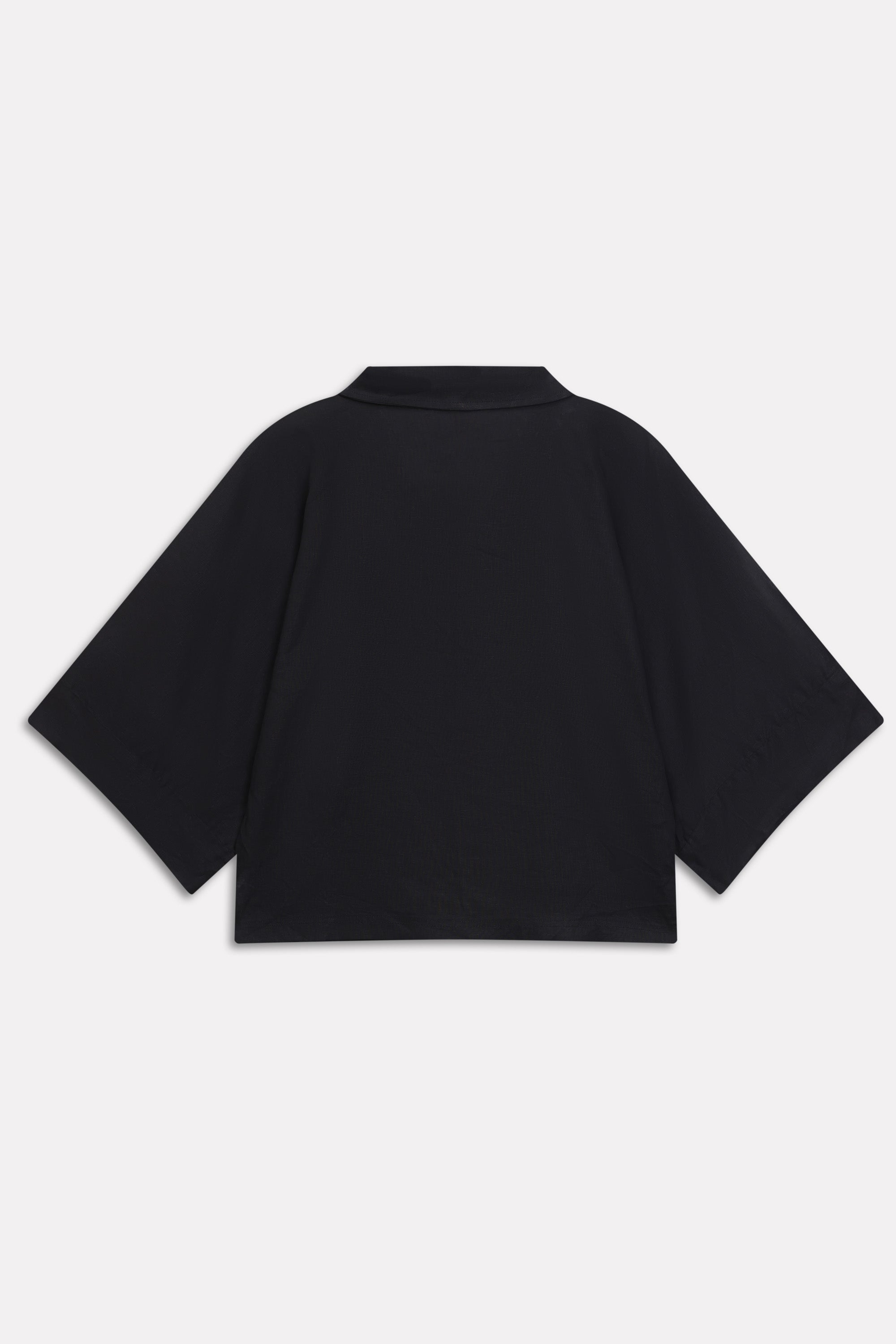 Wide Collar Relaxed Top - Black