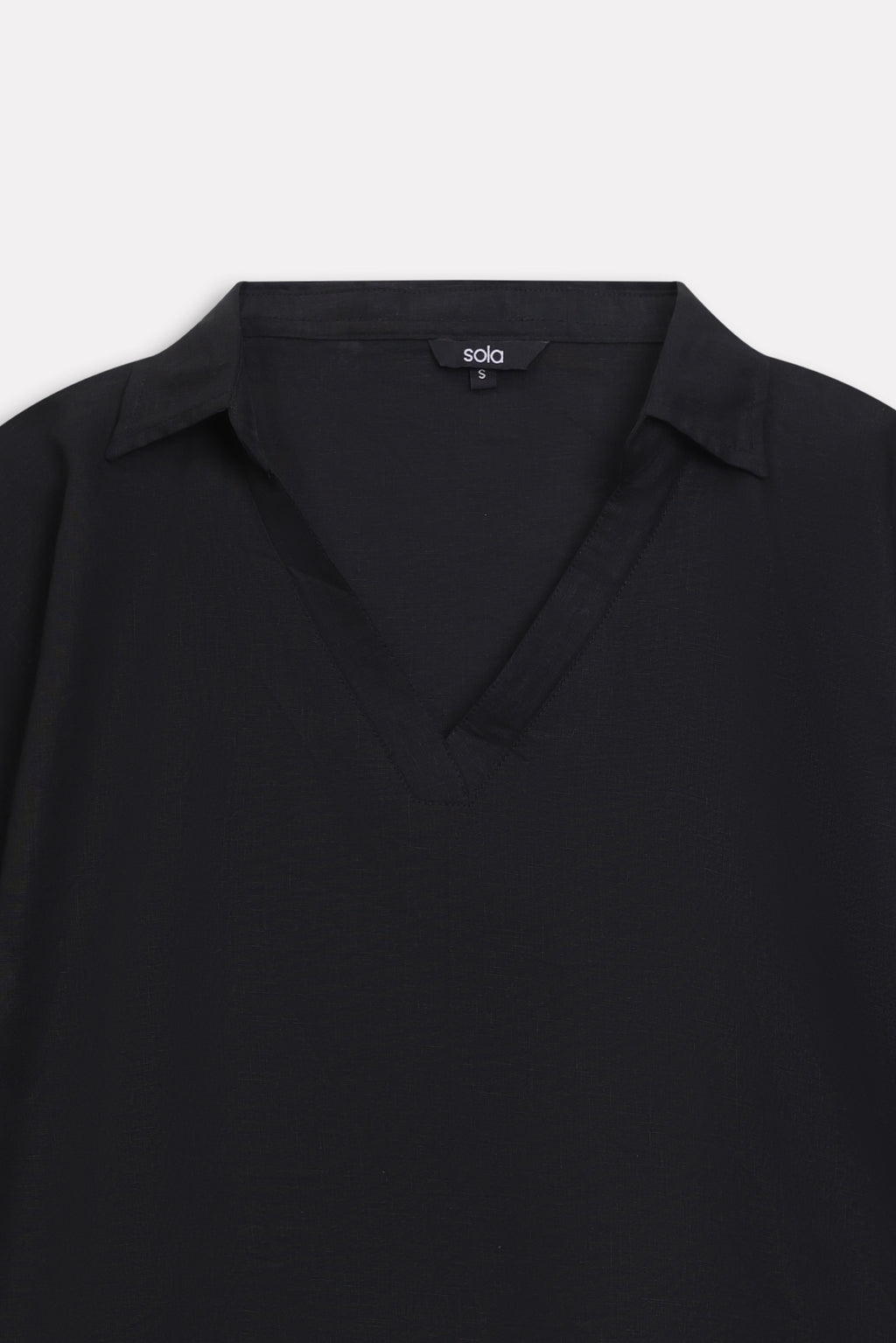 Wide Collar Relaxed Top - Black