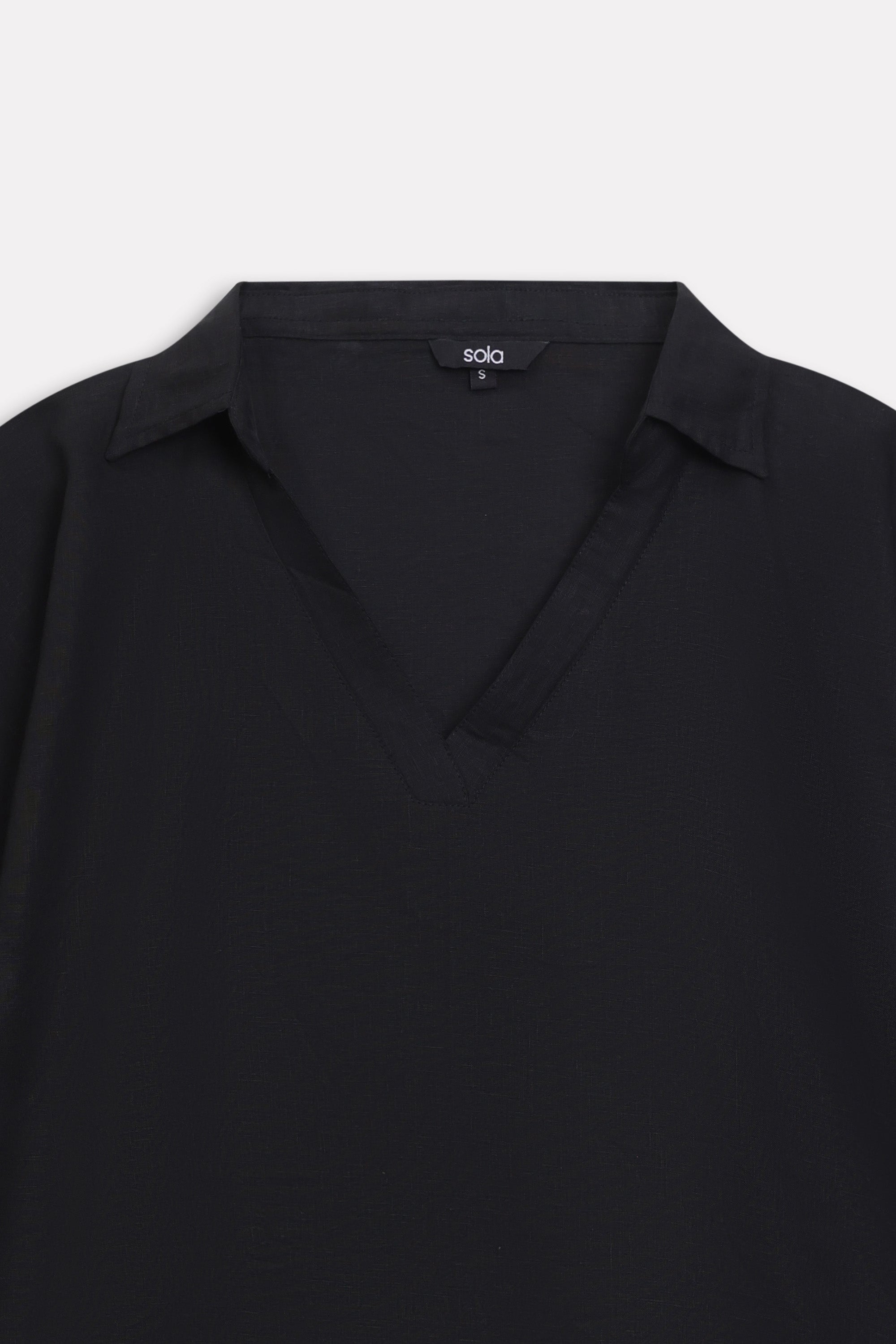 Wide Collar Relaxed Top - Black