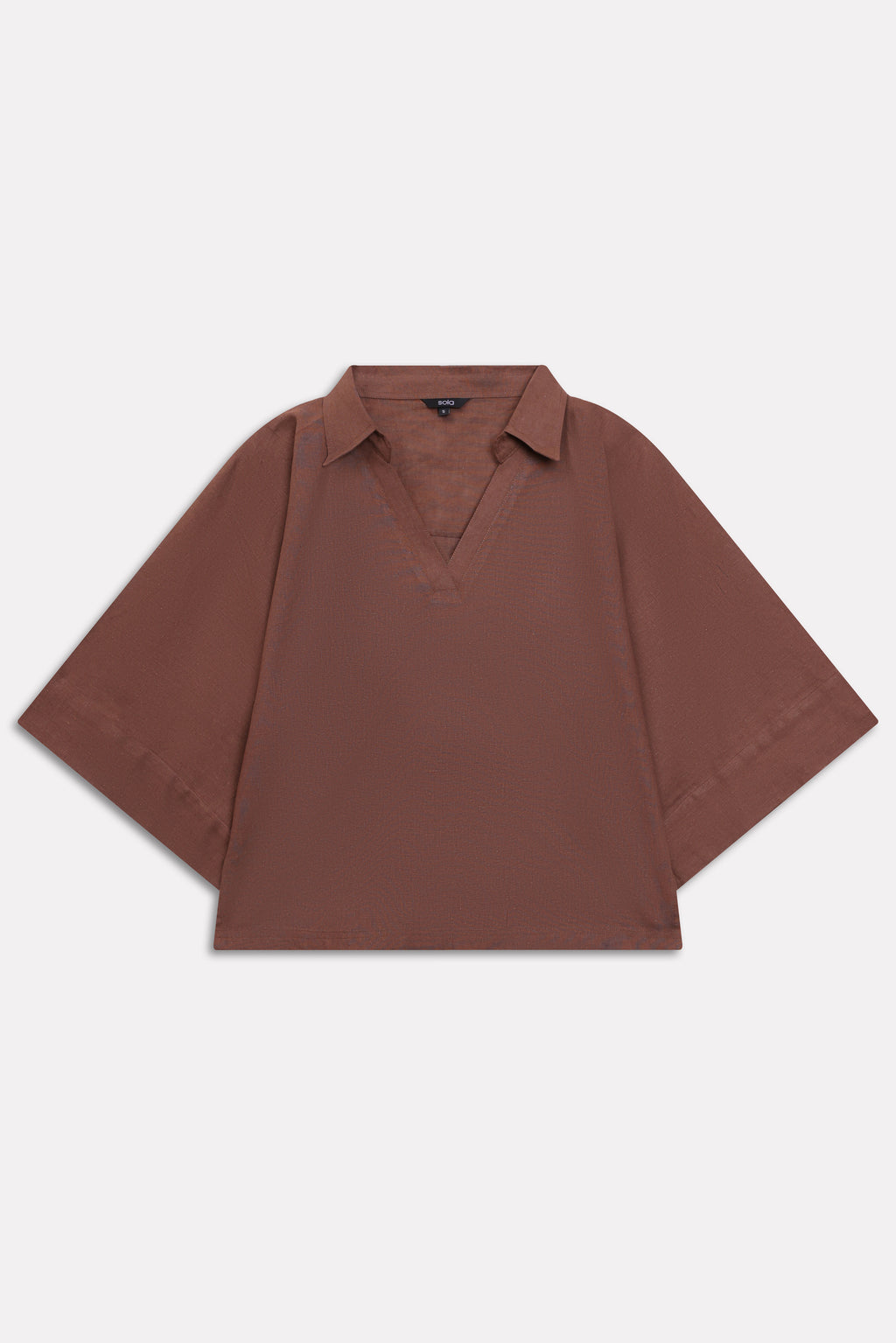 Wide Collar Relaxed Top - Chocolate Brown