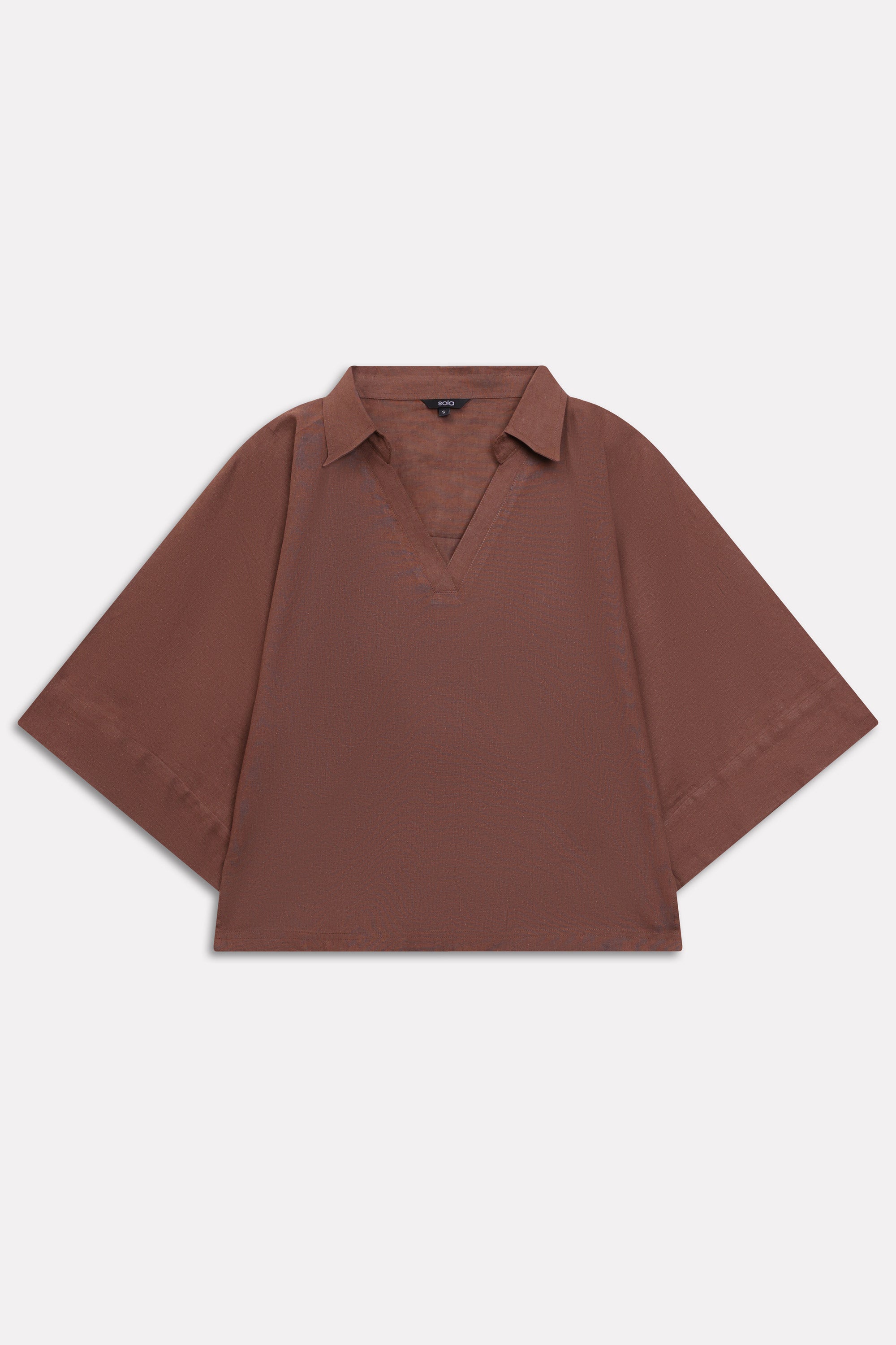 Wide Collar Relaxed Top - Chocolate Brown