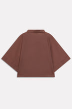 Wide Collar Relaxed Top - Chocolate Brown