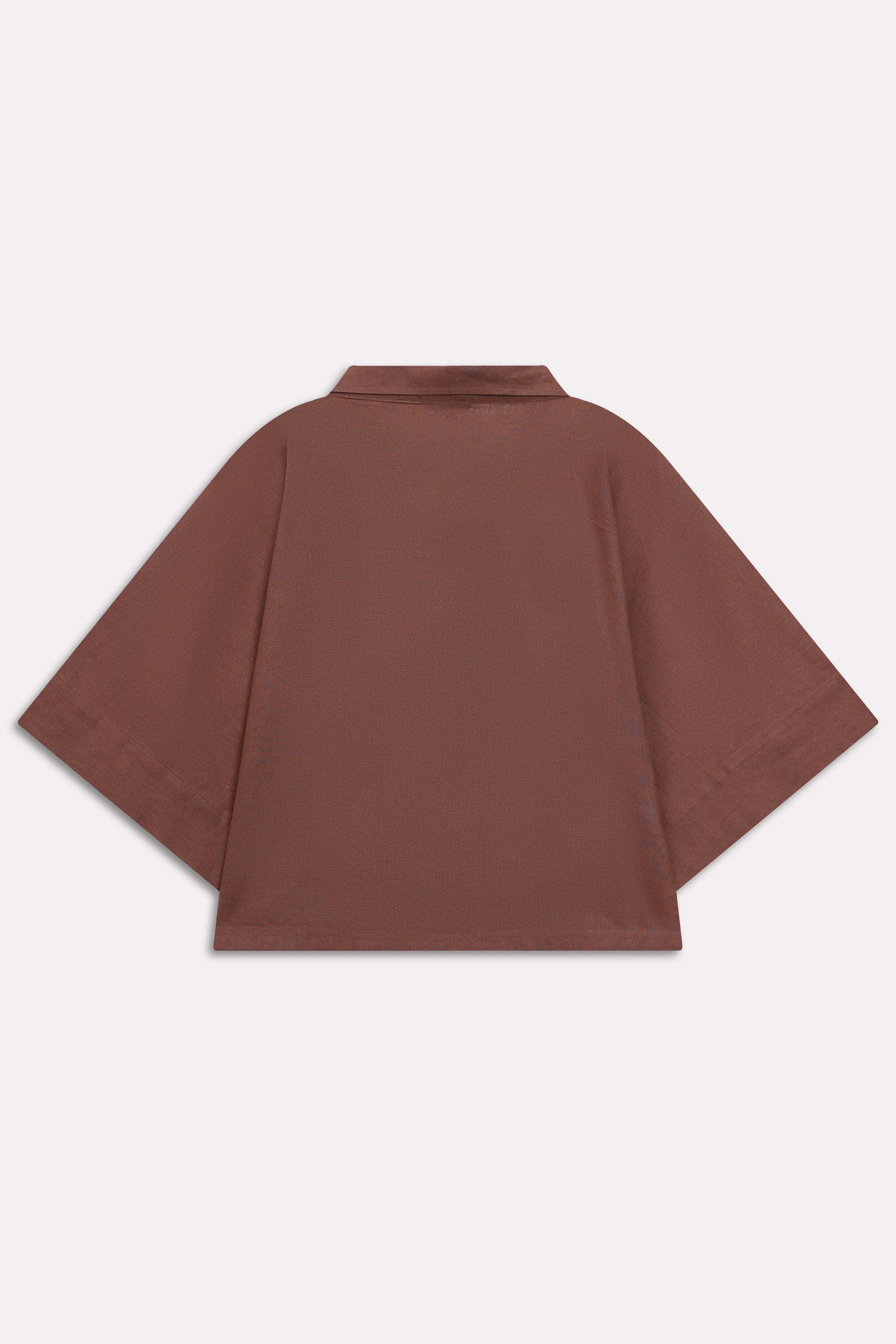 Wide Collar Relaxed Top - Chocolate Brown