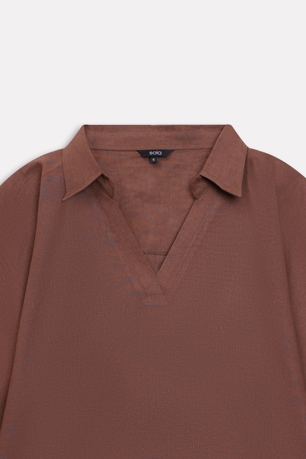 Wide Collar Relaxed Top - Chocolate Brown