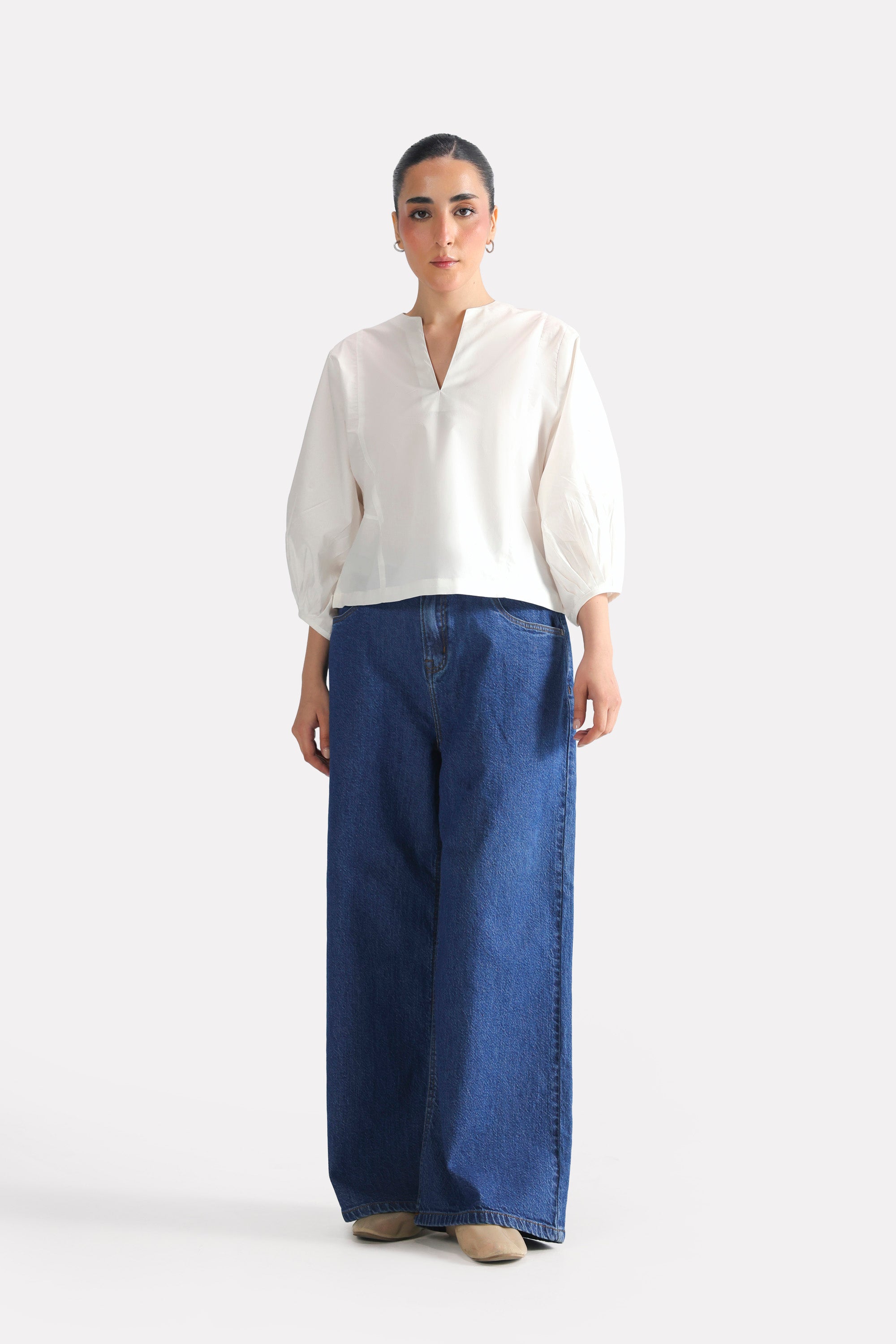 Wide-Leg Denim Jean - Light Blue