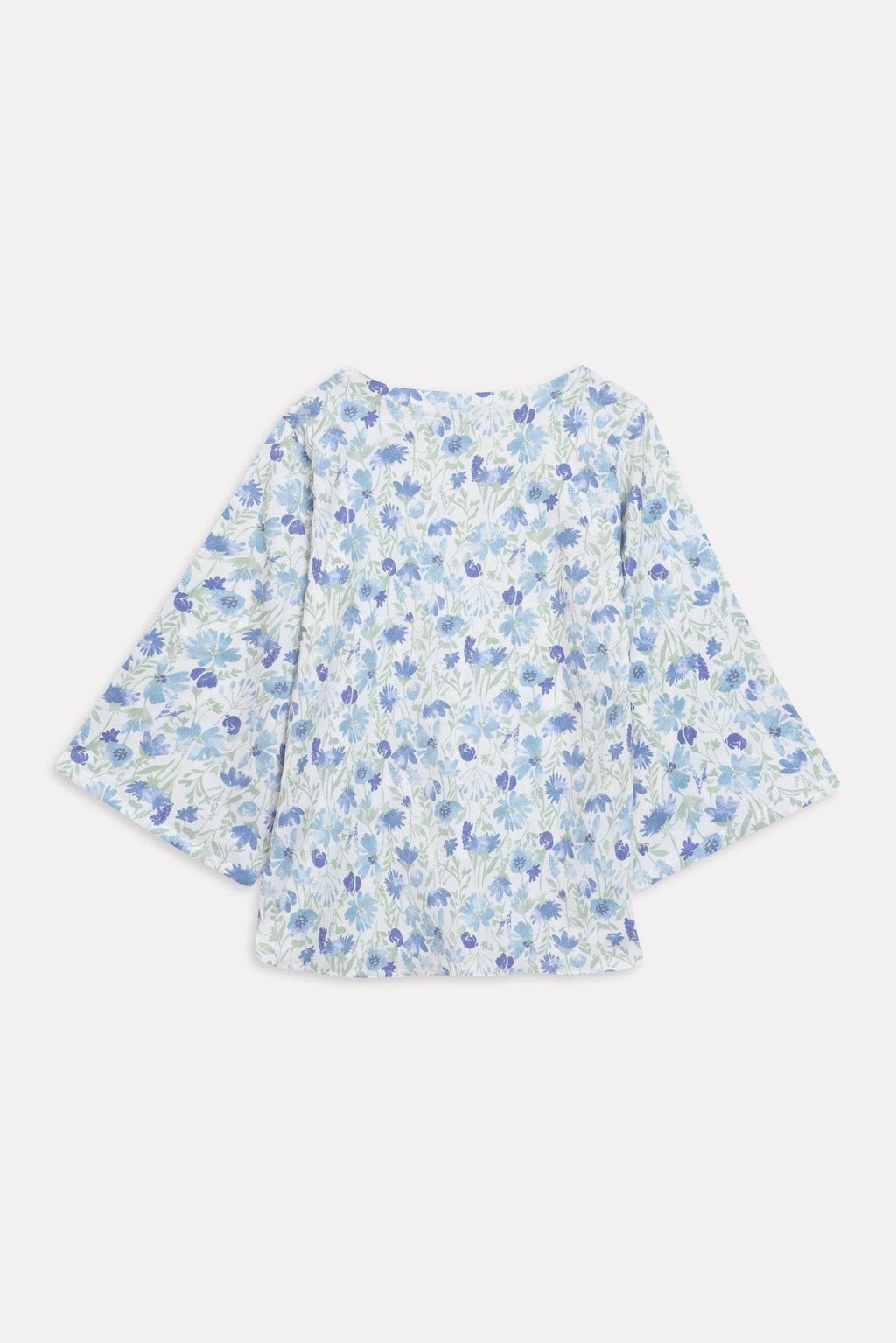 Willow Print Relaxed Top - White&Blue