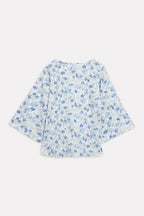 Willow Print Relaxed Top - White&Blue