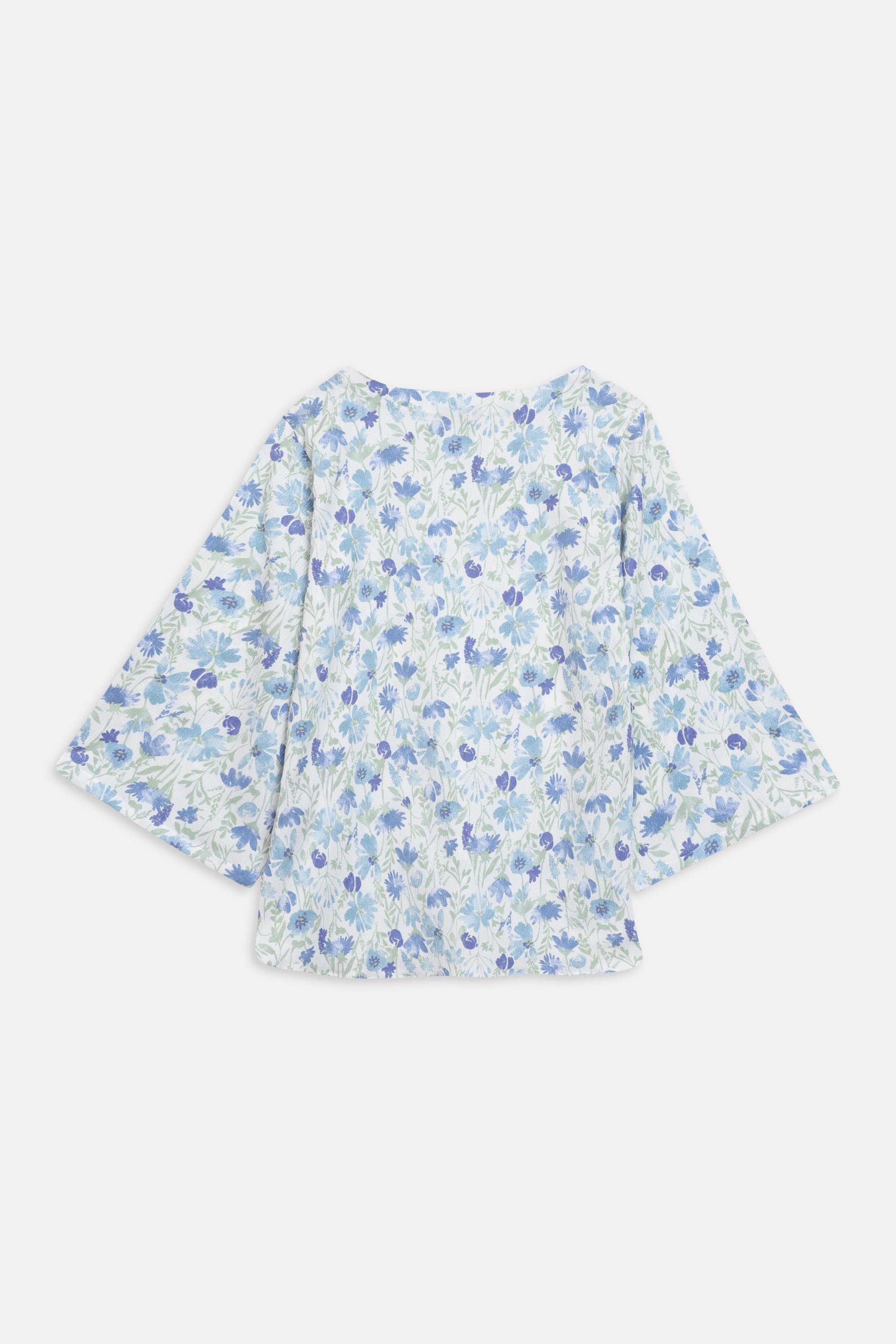 Willow Print Relaxed Top - White&Blue