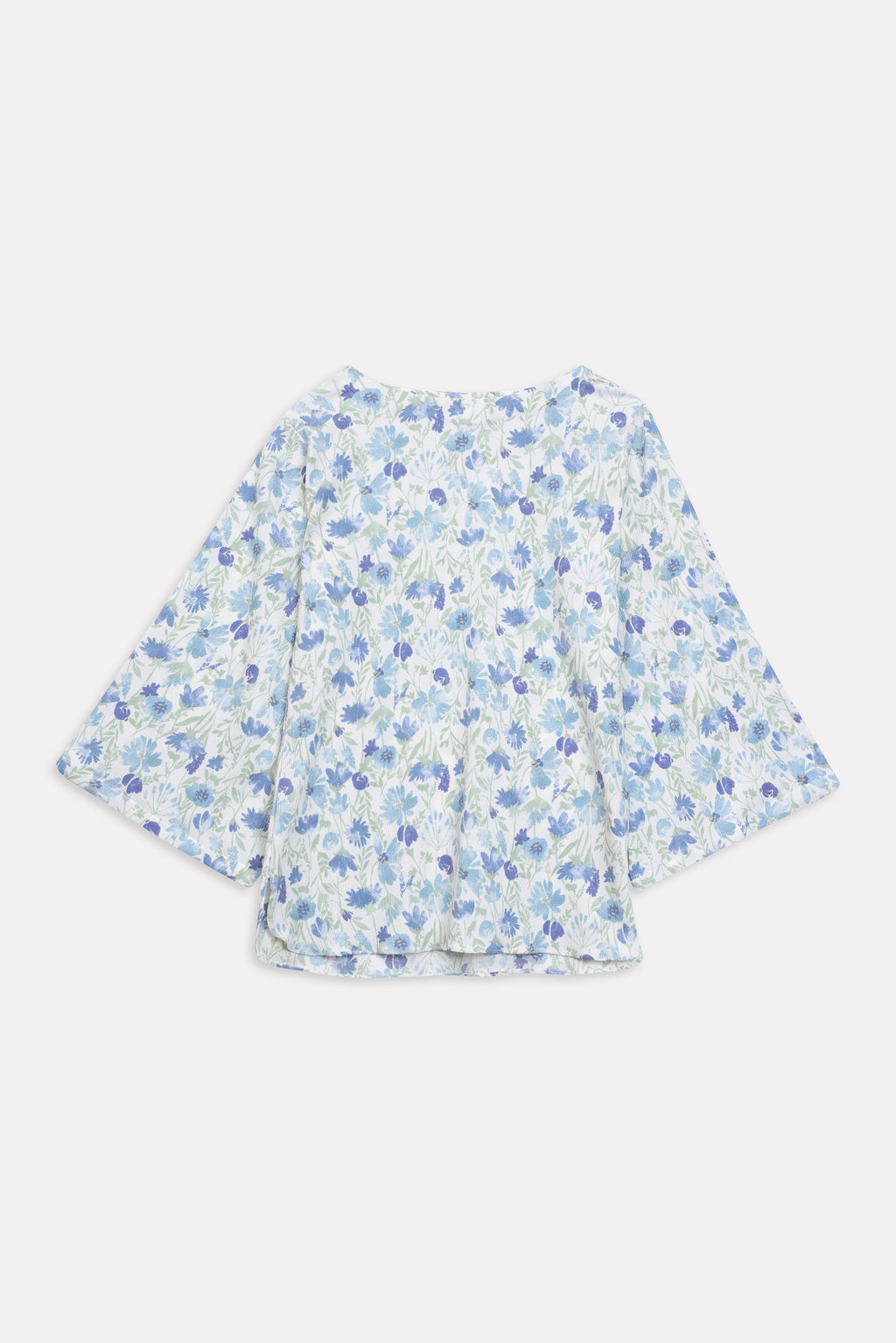 Willow Print Relaxed Top - White&Blue