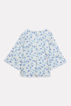 Willow Print Relaxed Top - White&Blue