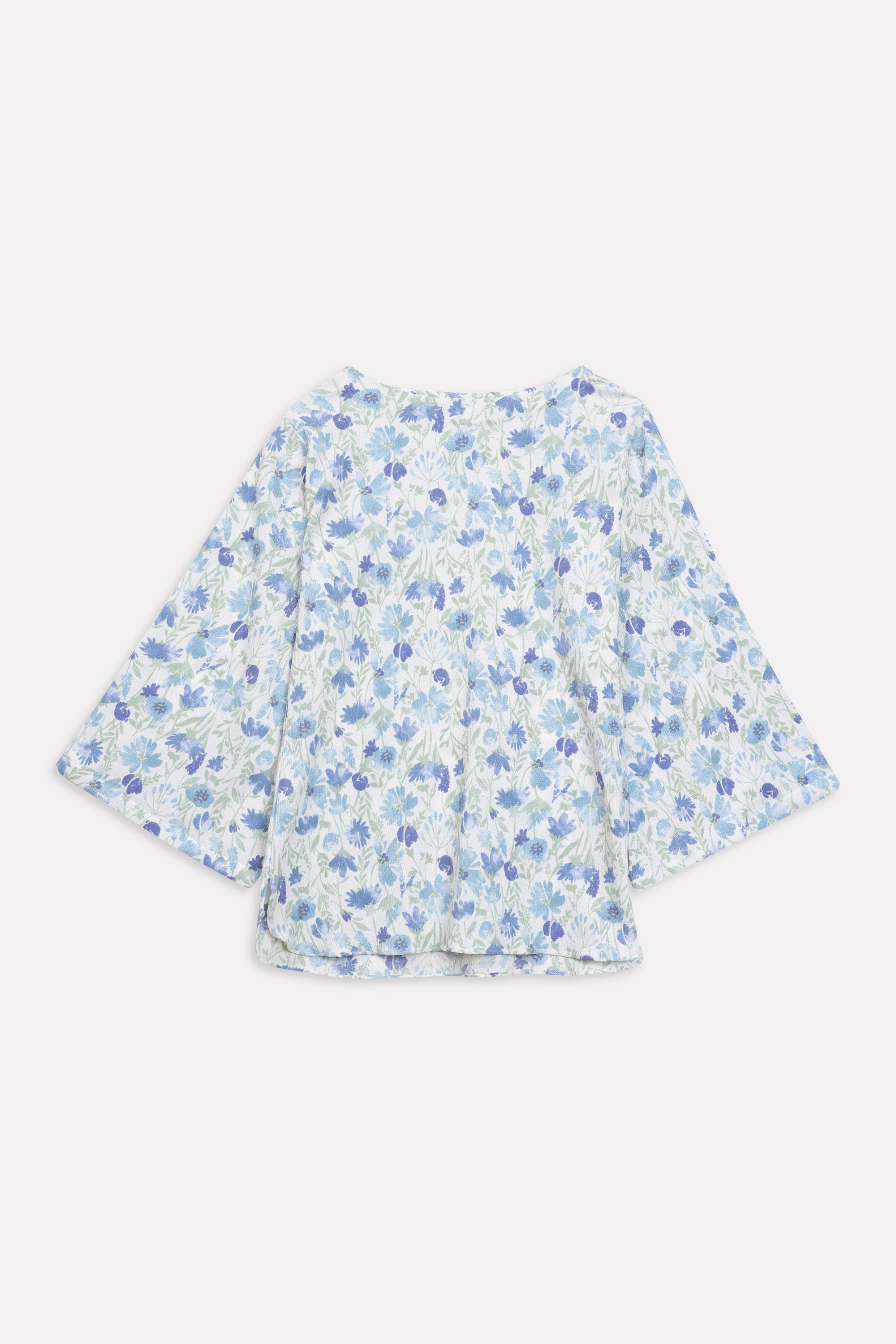 Willow Print Relaxed Top - White&Blue