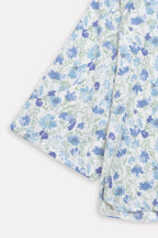 Willow Print Relaxed Top - White&Blue