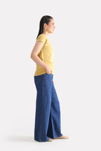 Beige cap sleeve t-shirt, alternate angle, by SOLA Pakistan.