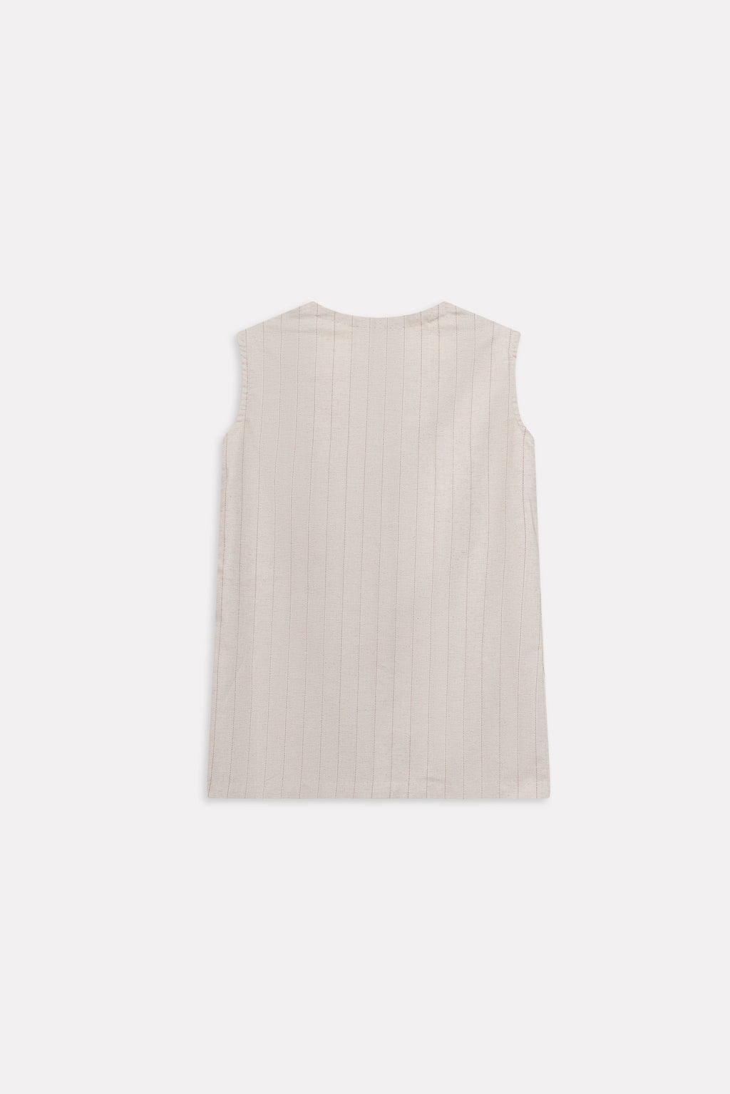 Flat lay of the beige print linen blend tailored co-ord top, by SOLA Pakistan.