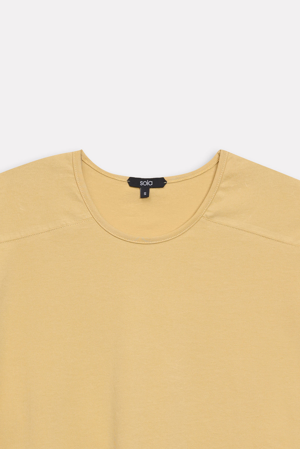 Additional view of the beige relaxed shoulder-tab t-shirt, by SOLA Pakistan.