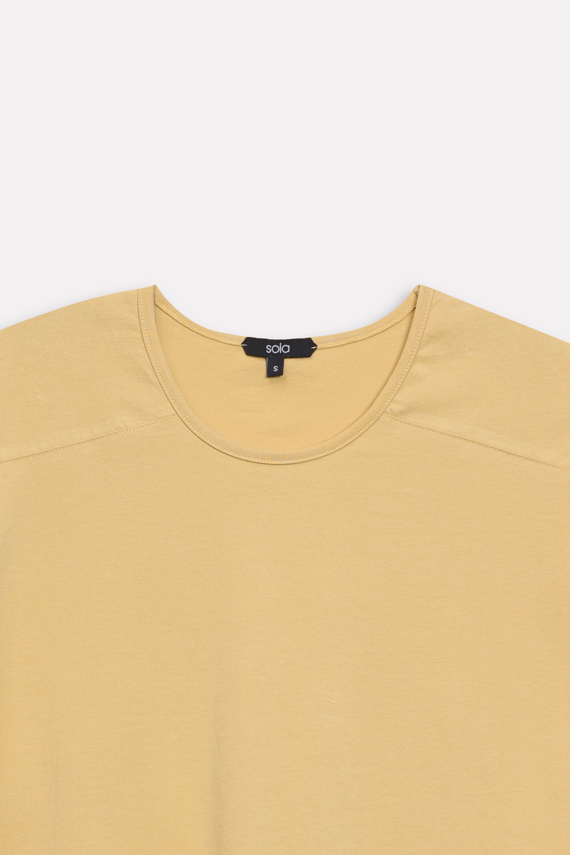 Additional view of the beige relaxed shoulder-tab t-shirt, by SOLA Pakistan.