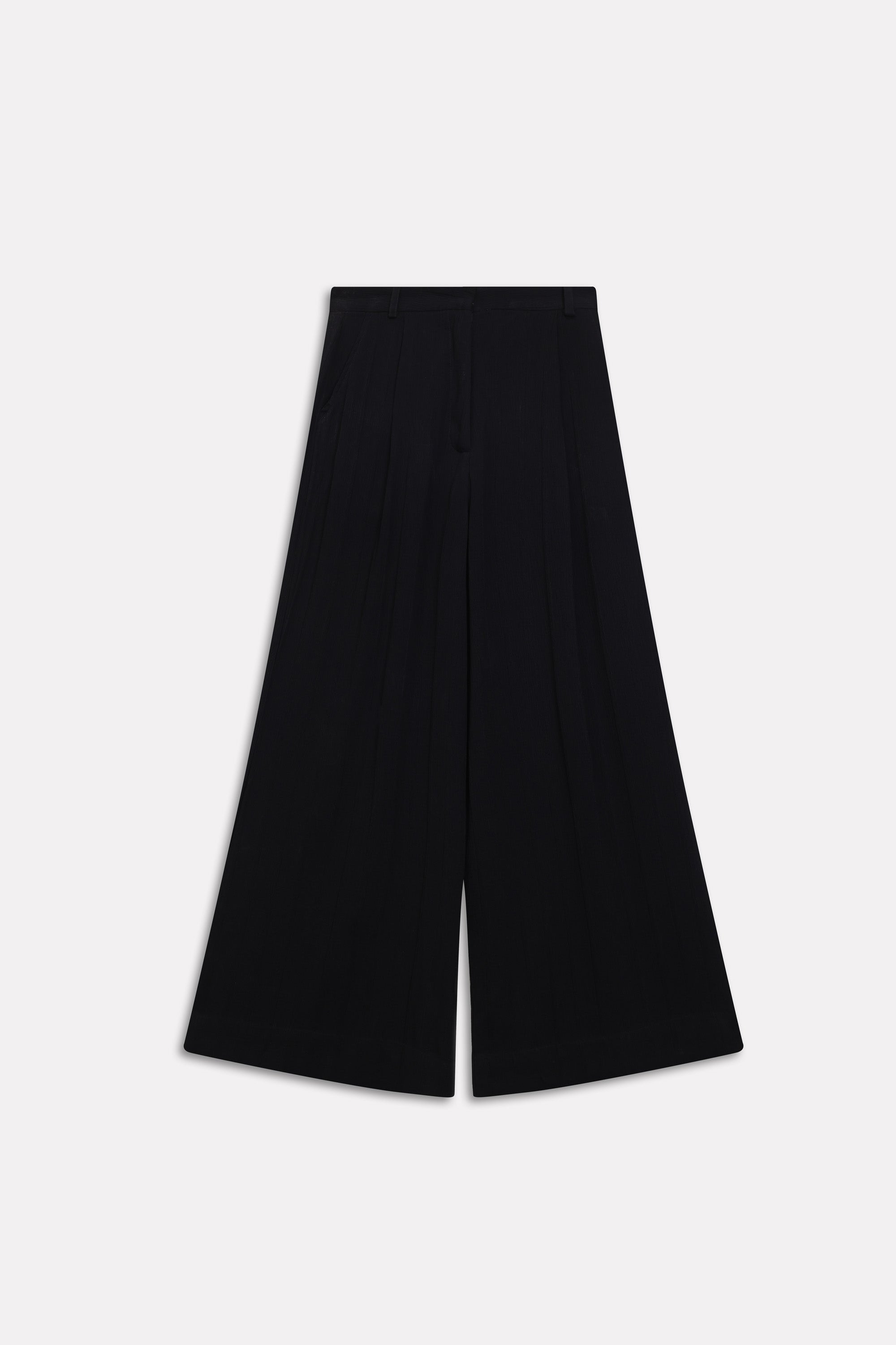 Close-up detail on the black bubble georgette trouser, by SOLA Pakistan.