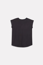 Black featherweight modal t-shirt, alternate angle, by SOLA Pakistan.