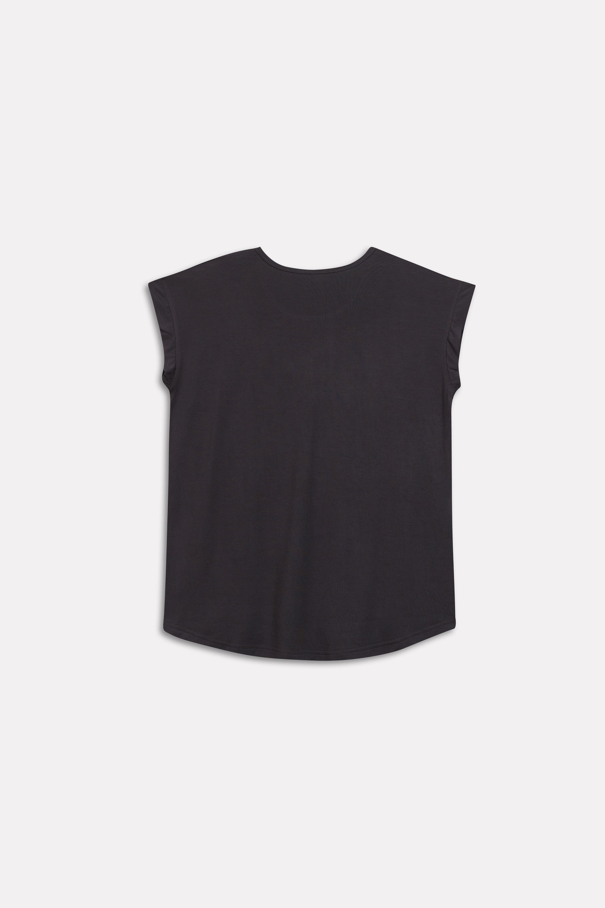 Black featherweight modal t-shirt, alternate angle, by SOLA Pakistan.