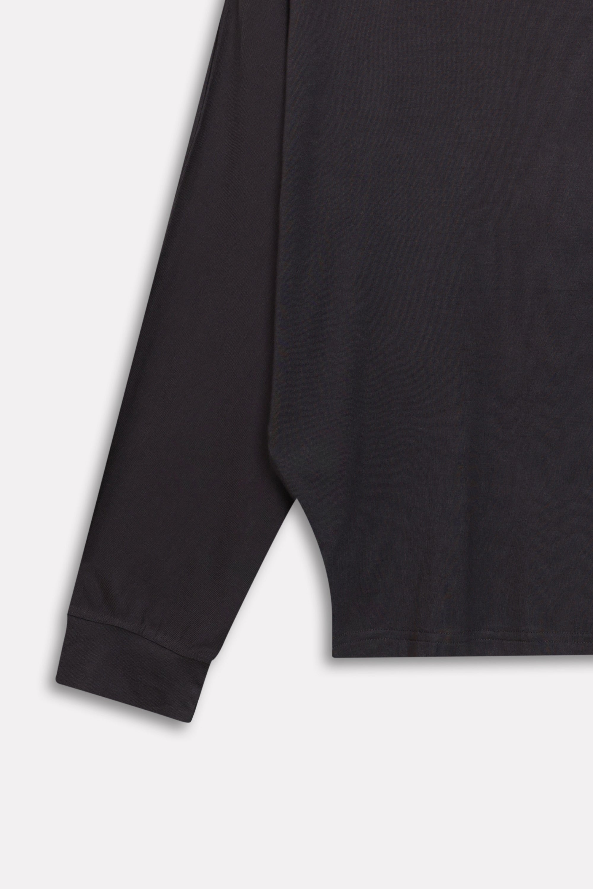 Additional view of the black fluid sleeve t-shirt, by SOLA Pakistan.