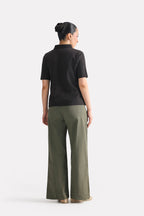 Black jhonny collar polo t-shirt, alternate angle, by SOLA Pakistan.