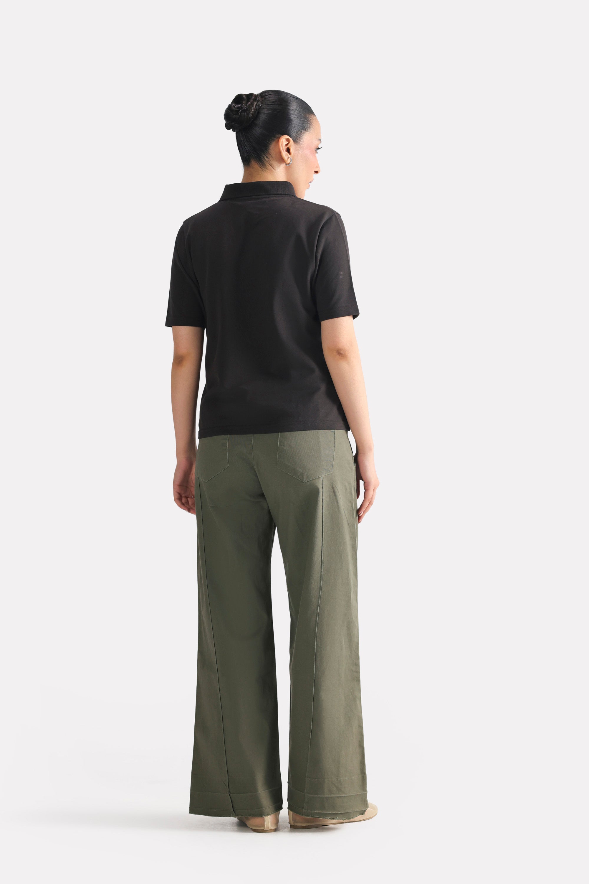 Black jhonny collar polo t-shirt, alternate angle, by SOLA Pakistan.