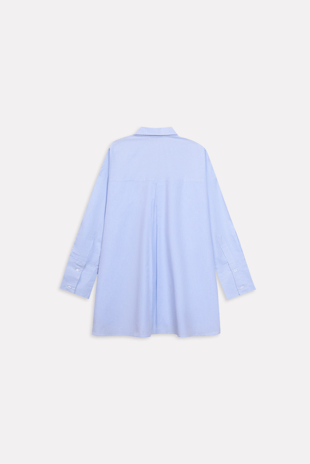 Flat lay of the blue & white stripe oversized boyfriend shirt, by SOLA Pakistan.