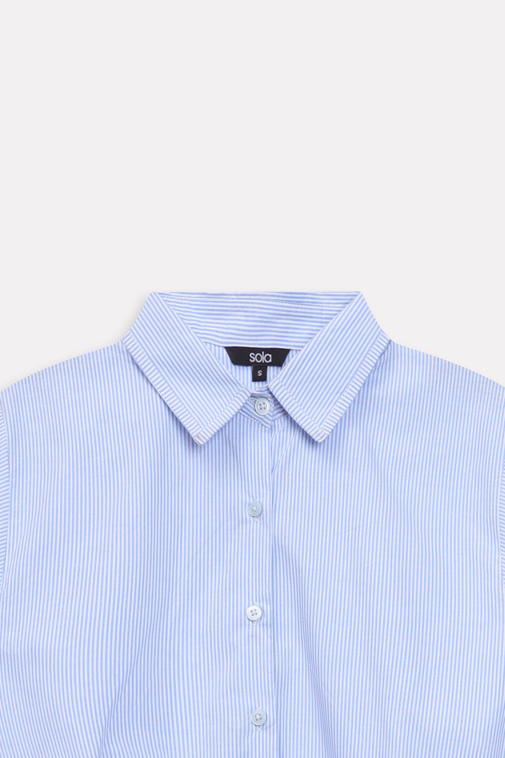 Additional view of the blue & white stripe sleek striped collar shirt, by SOLA Pakistan.