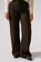 Brown (turkish coffee) flared pant, full styled look, by SOLA Pakistan.