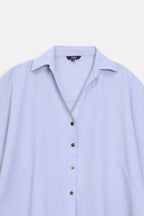 Additional view of the grey bubble hem oversized top, by SOLA Pakistan.