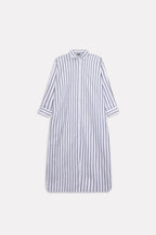 Flat lay of the grey & white stripe classic a-line shirt dress, by SOLA Pakistan.
