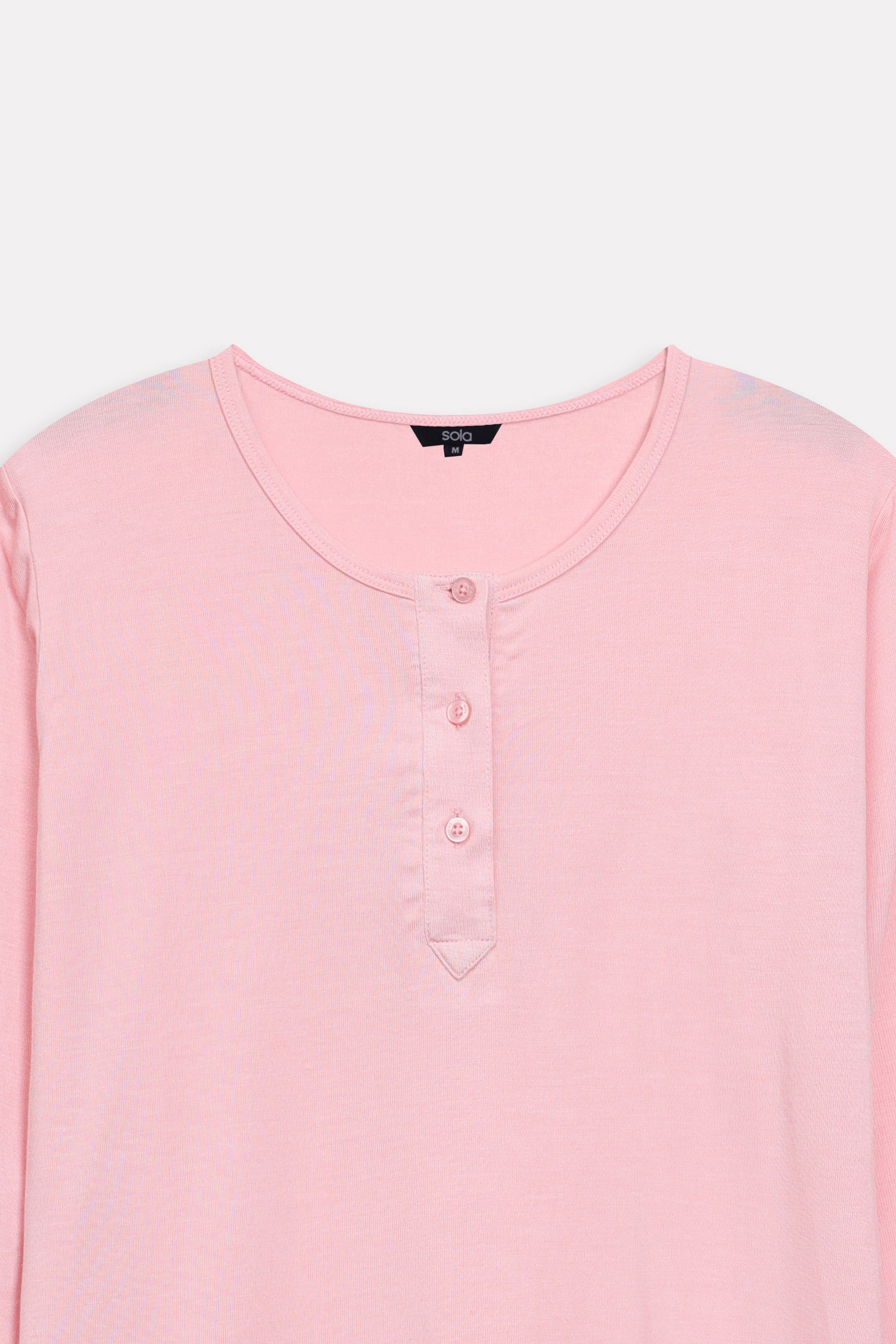 Additional view of the light pink henley t-shirt, by SOLA Pakistan.