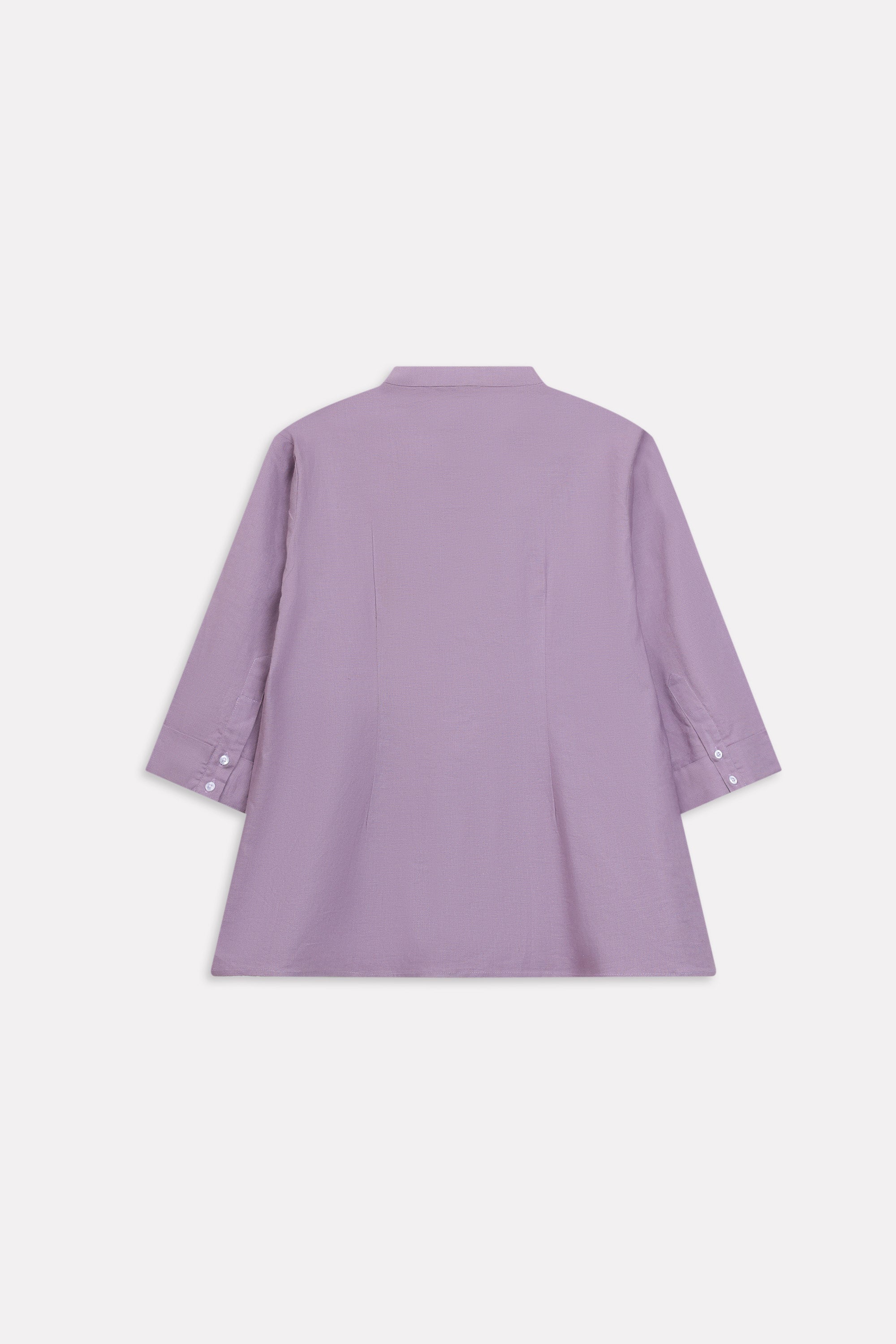 Flat lay of the light purple (lilac) loop & lounge top, by SOLA Pakistan.