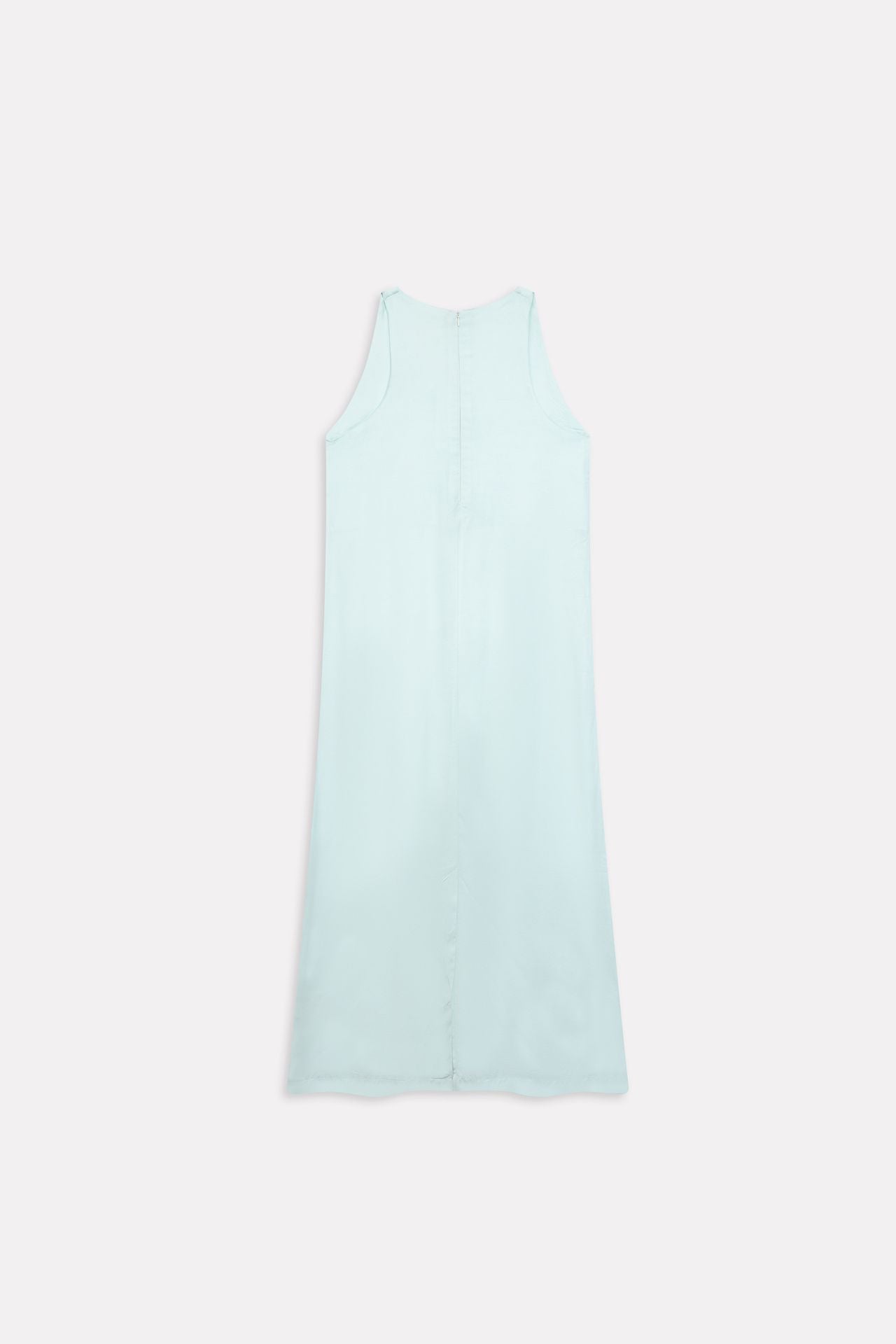 Mint green lyocell slip maxi dress, alternate angle, by SOLA Pakistan.