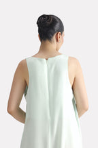 Texture and fabric detail, mint green lyocell slip maxi dress, by SOLA Pakistan.