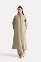 Olive button detail co-ord bottom in lyocell, worn by a model, by SOLA Pakistan.