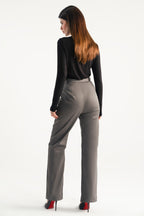 Onyx grey high waisted wide leg tailored trouser, alternate angle, by SOLA Pakistan.