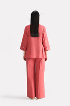 Peach (apricot) loop & lounge top, alternate angle, by SOLA Pakistan.