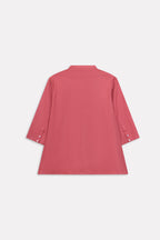 Peach (apricot) loop & lounge top shown in a styled fit, by SOLA Pakistan.