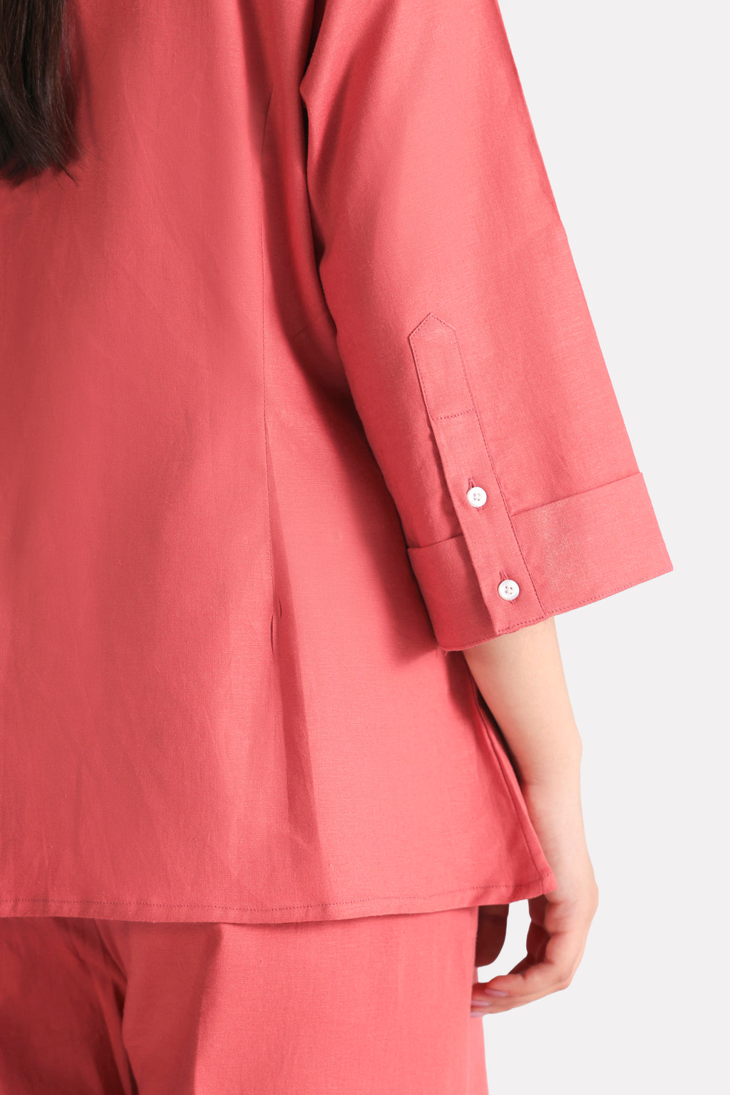 Texture and fabric detail, peach (apricot) loop & lounge top, by SOLA Pakistan.