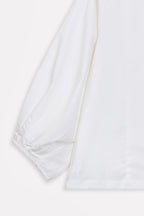 Additional view of the white balloon sleeve relaxed top, by SOLA Pakistan.