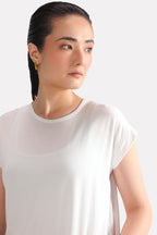 White featherweight modal t-shirt, alternate angle, by SOLA Pakistan.